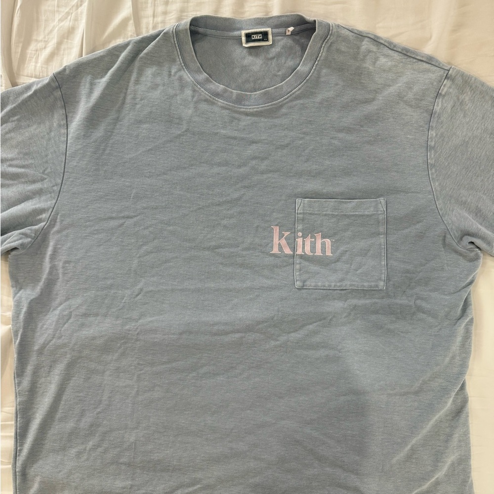 Kith Quinn Vintage Indigo Wash Pocket Tee Size XXLarge Light Indigo